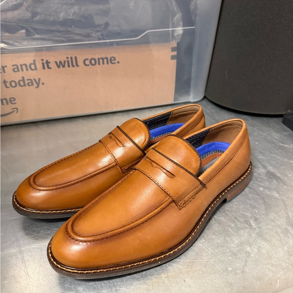 Vince Camuto Tan Leather Loafers with Penny Keeper